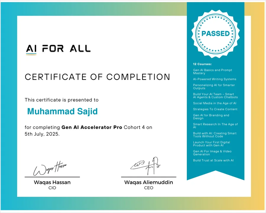 Gen AI Accelerator Pro certificate